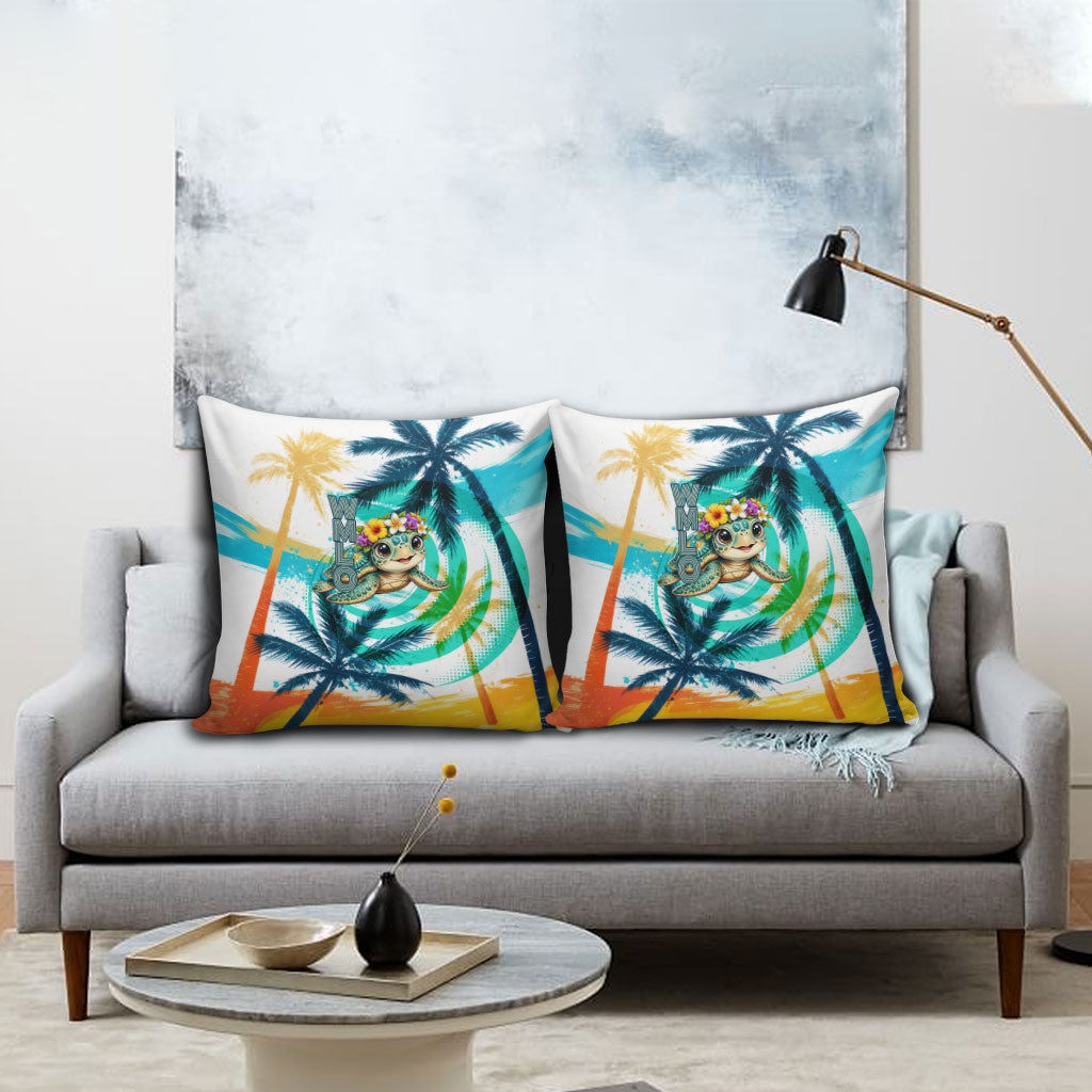 Hawaii Waimanalo Sea Turtle Pillow Cover Cute Tropical Beach Aloha Spirit Cartoon