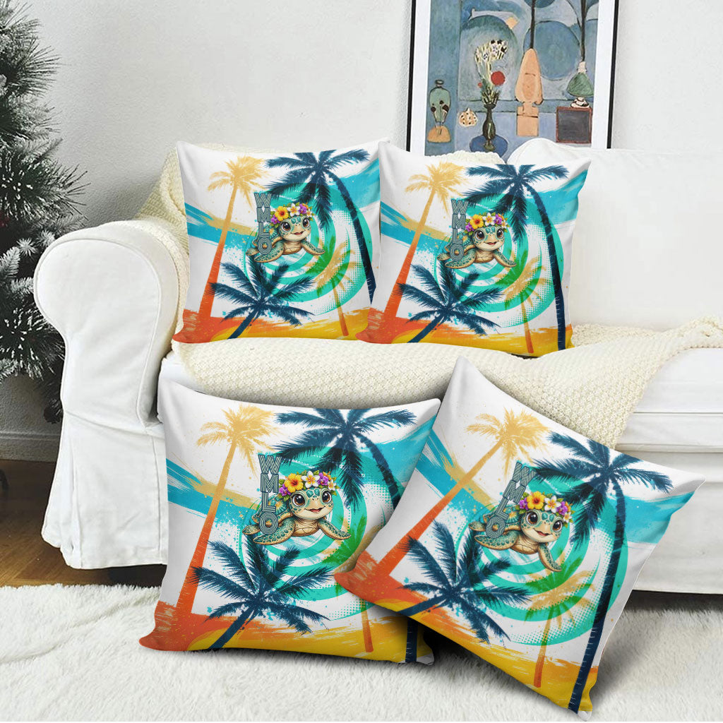 Hawaii Waimanalo Sea Turtle Pillow Cover Cute Tropical Beach Aloha Spirit Cartoon