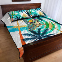 Hawaii Waimanalo Sea Turtle Quilt Bed Set Cute Tropical Beach Aloha Spirit Cartoon