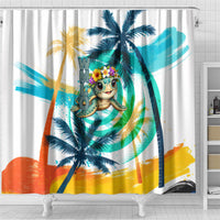 Hawaii Waimanalo Sea Turtle Shower Curtain Cute Tropical Beach Aloha Spirit Cartoon