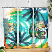Hawaii Waimanalo Sea Turtle Skinny Tumbler Cute Tropical Beach Aloha Spirit Cartoon