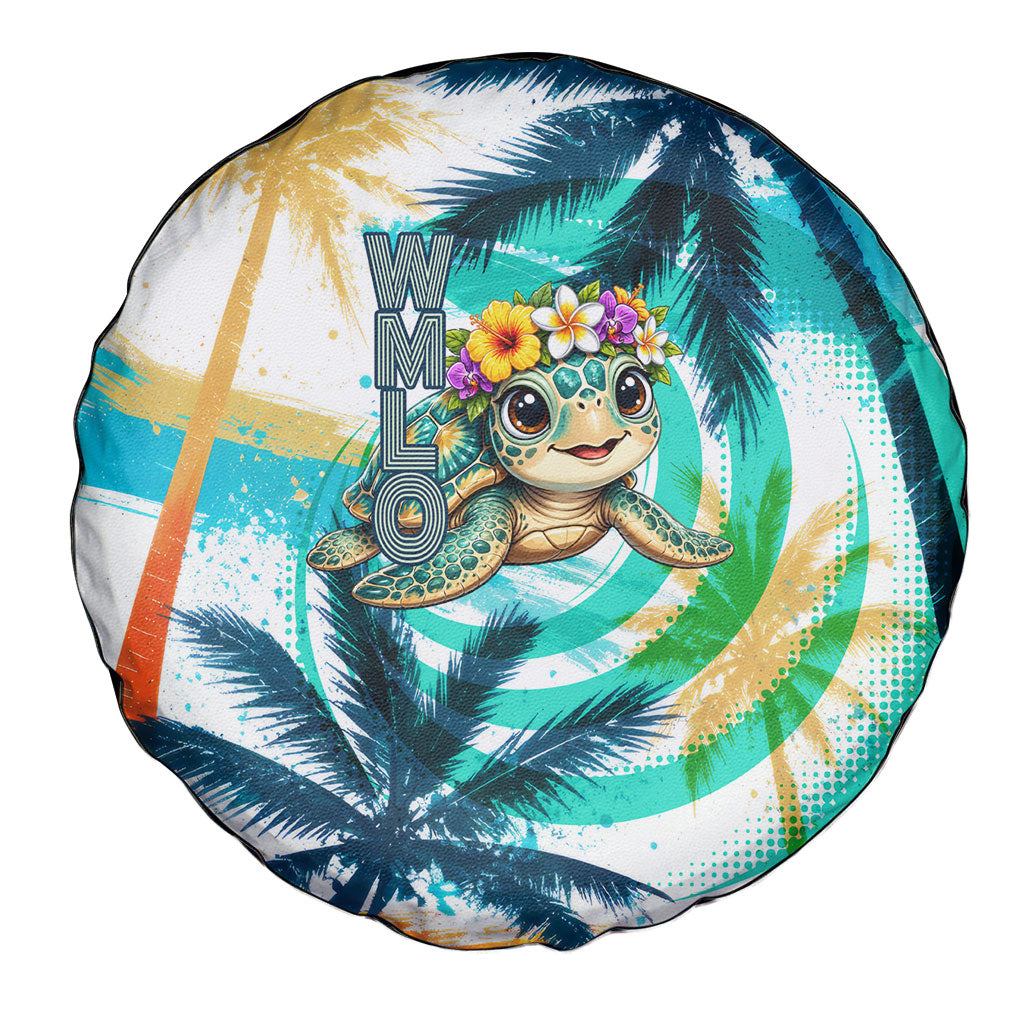 Hawaii Waimanalo Sea Turtle Spare Tire Cover Cute Tropical Beach Aloha Spirit Cartoon