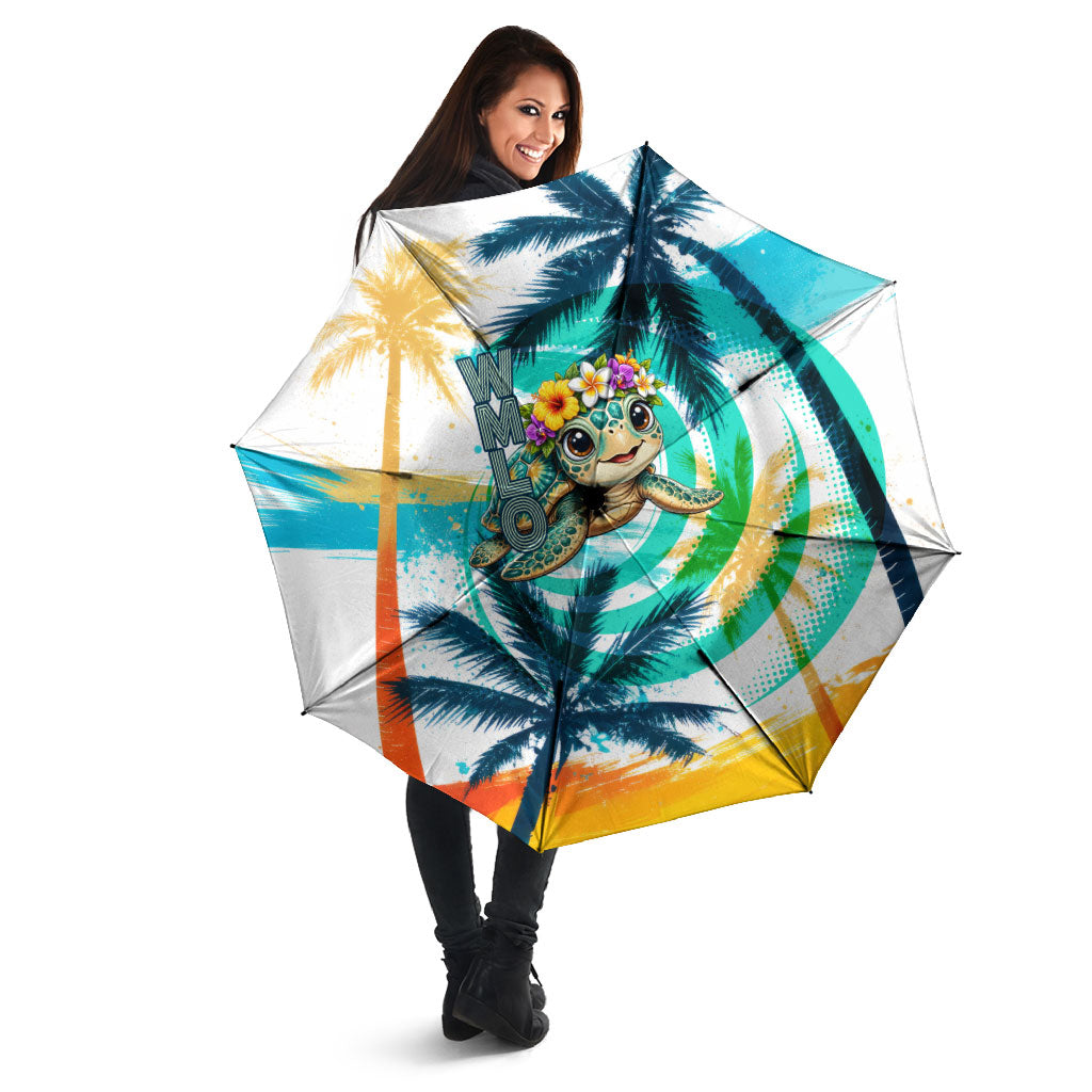 Hawaii Waimanalo Sea Turtle Umbrella Cute Tropical Beach Aloha Spirit Cartoon