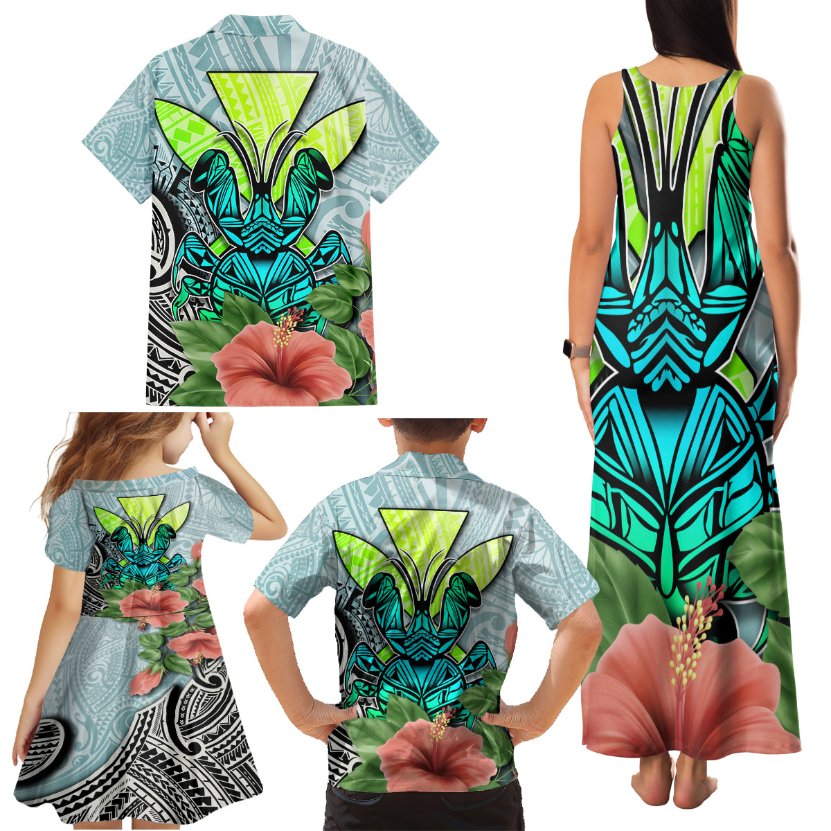 Polynesian Hawaii Family Matching Tank Maxi Dress and Hawaiian Shirt Kanaka with Crab Tribal tattoo TS04 - Polynesian Pride