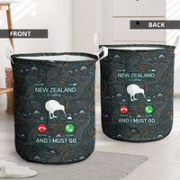 New Zealand is Calling and I Must Go Laundry Basket Kiwi Bird Silhouette
