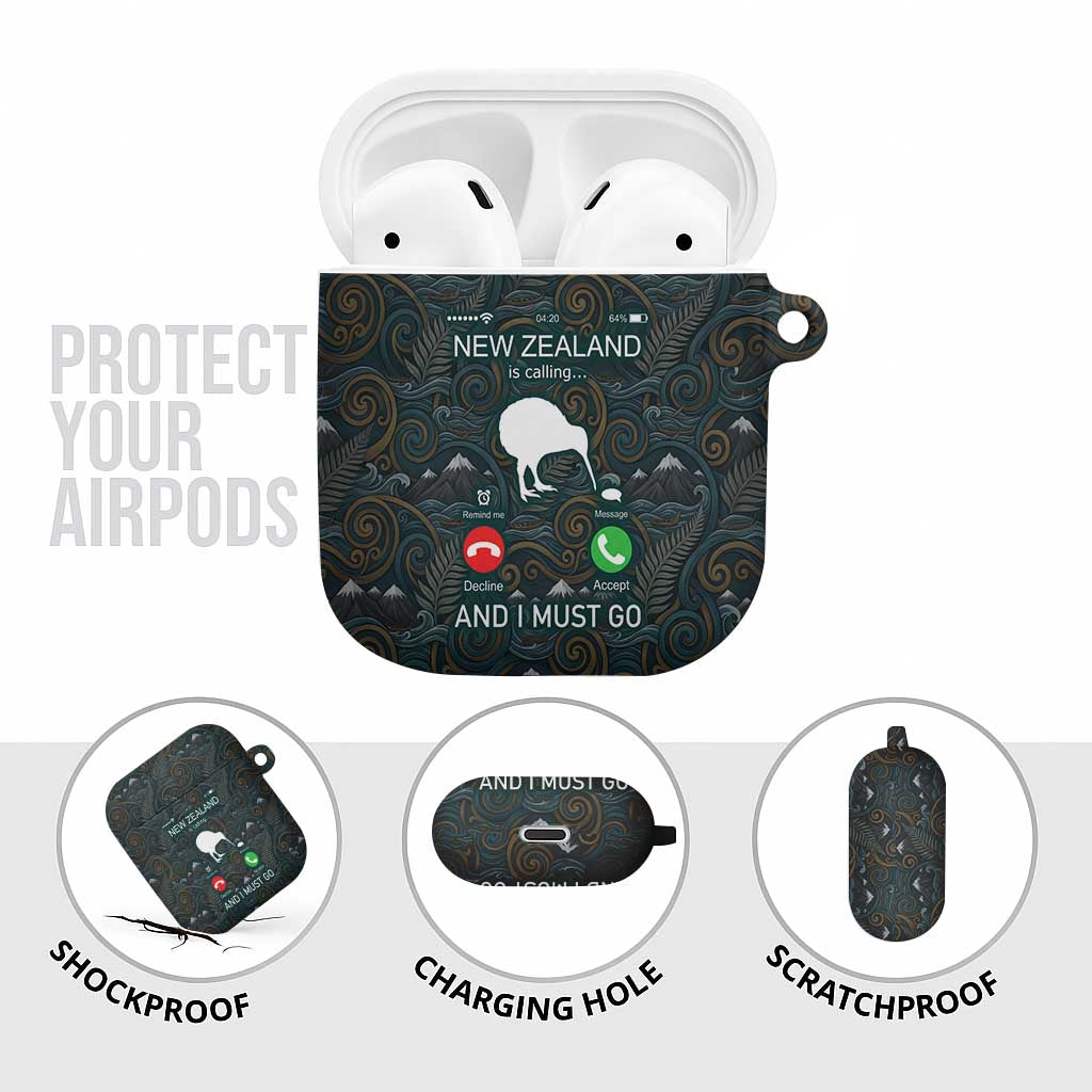 New Zealand is Calling and I Must Go AirPods Case Kiwi Bird Silhouette