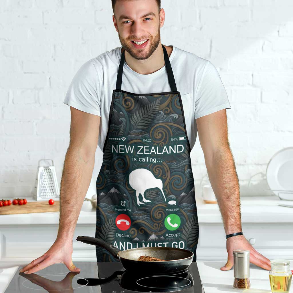 New Zealand is Calling and I Must Go Apron Kiwi Bird Silhouette