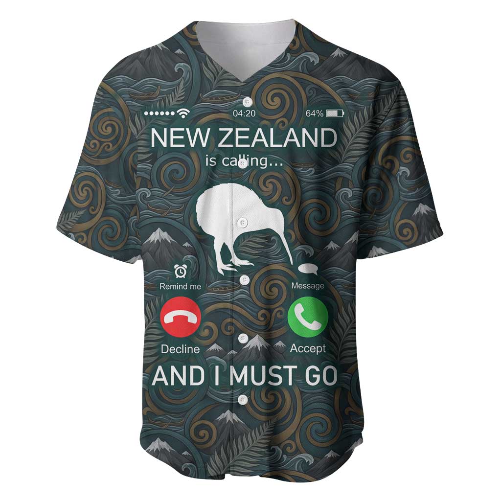 New Zealand is Calling and I Must Go Baseball Jersey Kiwi Bird Silhouette TS04 Multicolor - Polynesian Pride