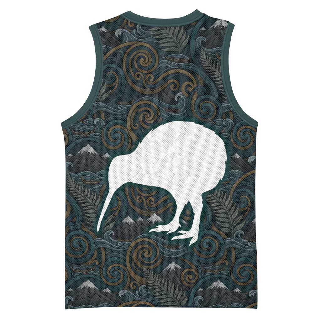 New Zealand is Calling and I Must Go Basketball Jersey Kiwi Bird Silhouette