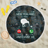 New Zealand is Calling and I Must Go Beach Blanket Kiwi Bird Silhouette