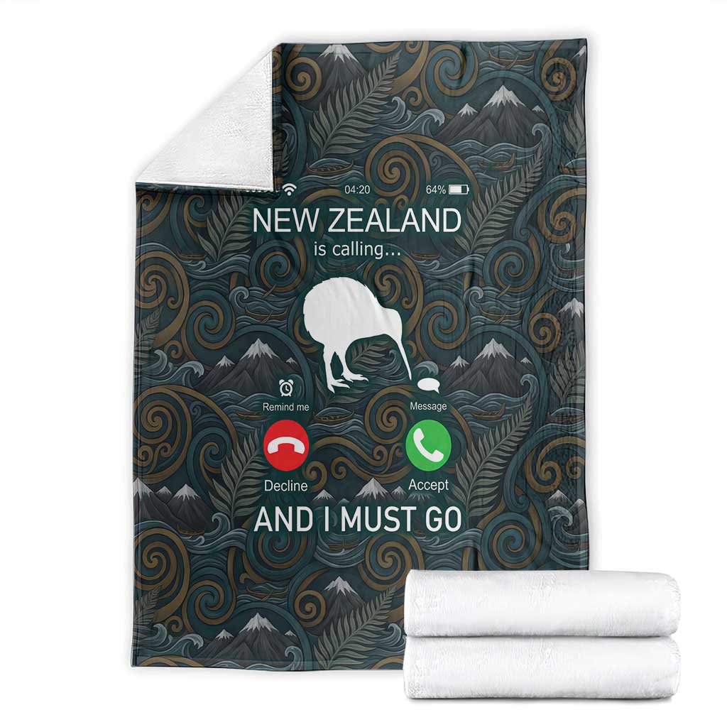 New Zealand is Calling and I Must Go Blanket Kiwi Bird Silhouette