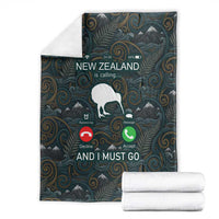 New Zealand is Calling and I Must Go Blanket Kiwi Bird Silhouette