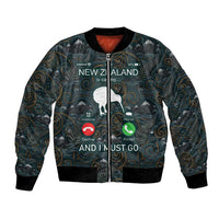 New Zealand is Calling and I Must Go Bomber Jacket Kiwi Bird Silhouette TS04 Unisex Multicolor - Polynesian Pride