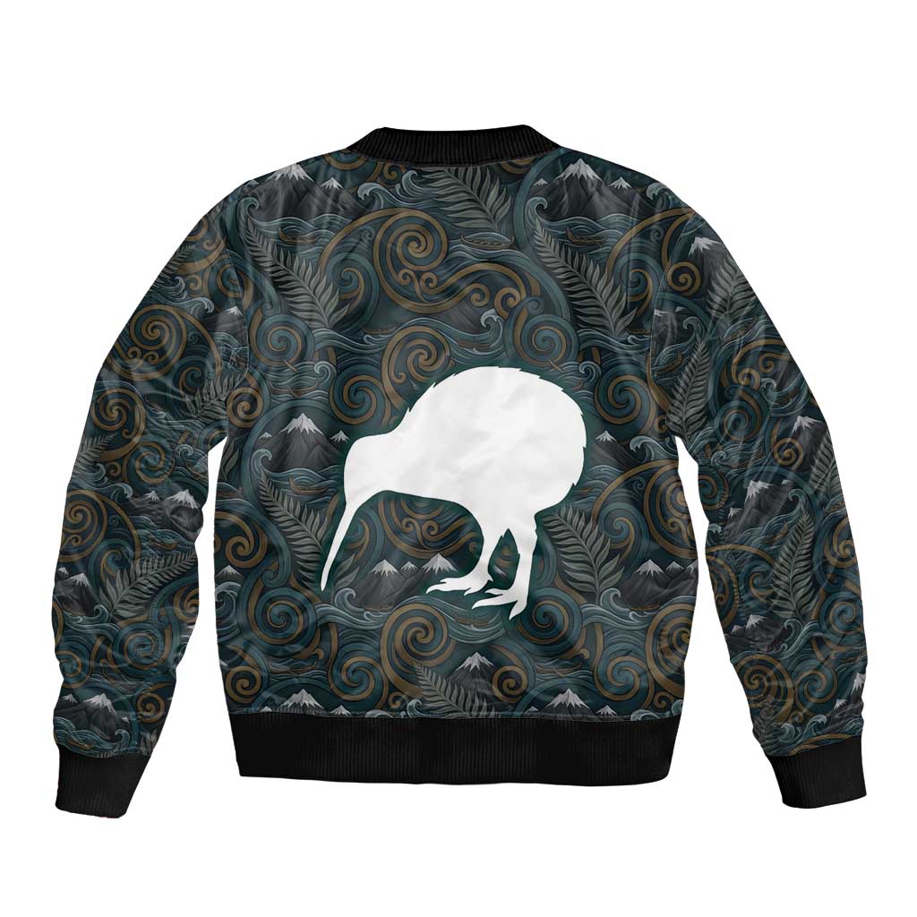 New Zealand is Calling and I Must Go Bomber Jacket Kiwi Bird Silhouette TS04 - Polynesian Pride
