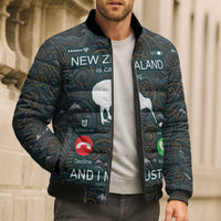 New Zealand is Calling and I Must Go Bomber Puffer Jacket Kiwi Bird Silhouette