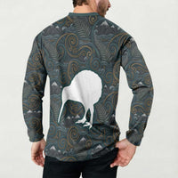 New Zealand is Calling and I Must Go Button Sweatshirt Kiwi Bird Silhouette