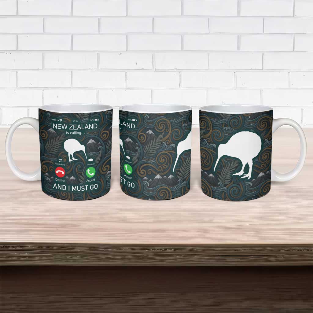 New Zealand is Calling and I Must Go Ceramic Mug Kiwi Bird Silhouette