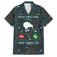 New Zealand is Calling and I Must Go Family Matching Off Shoulder Short Dress and Hawaiian Shirt Kiwi Bird Silhouette TS04 Dad's Shirt - Short Sleeve Multicolor - Polynesian Pride