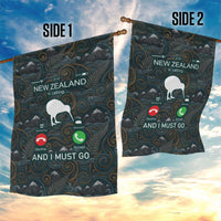 New Zealand is Calling and I Must Go Garden Flag Kiwi Bird Silhouette