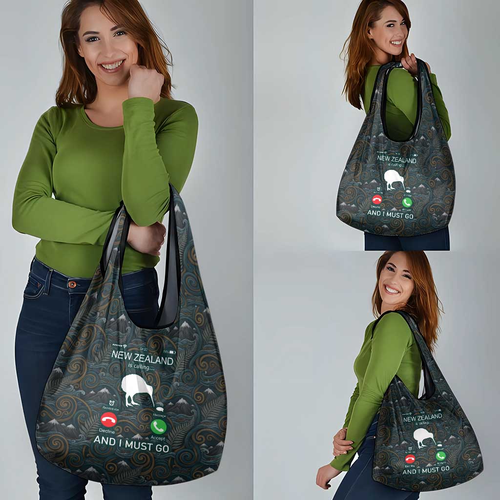 New Zealand is Calling and I Must Go Grocery Bag Kiwi Bird Silhouette TS04 - Polynesian Pride