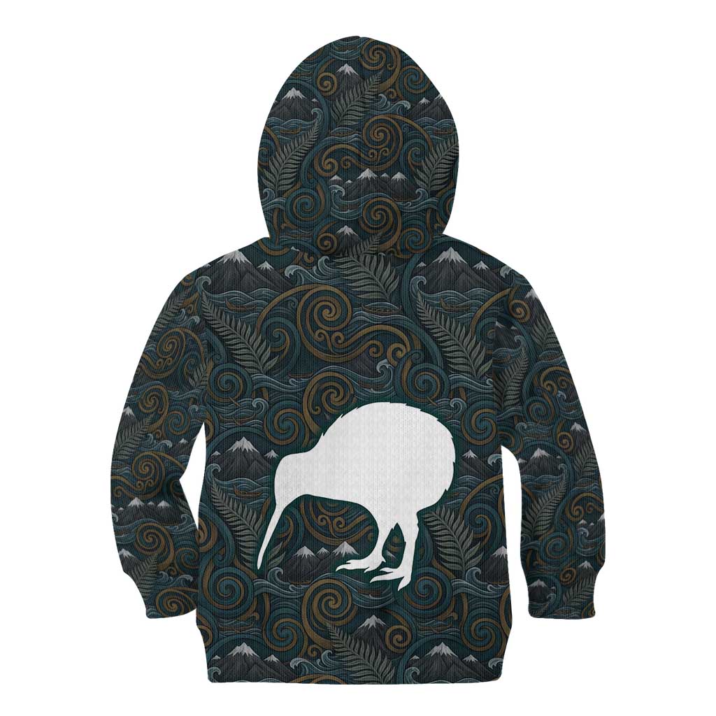 New Zealand is Calling and I Must Go Kid Hoodie Kiwi Bird Silhouette