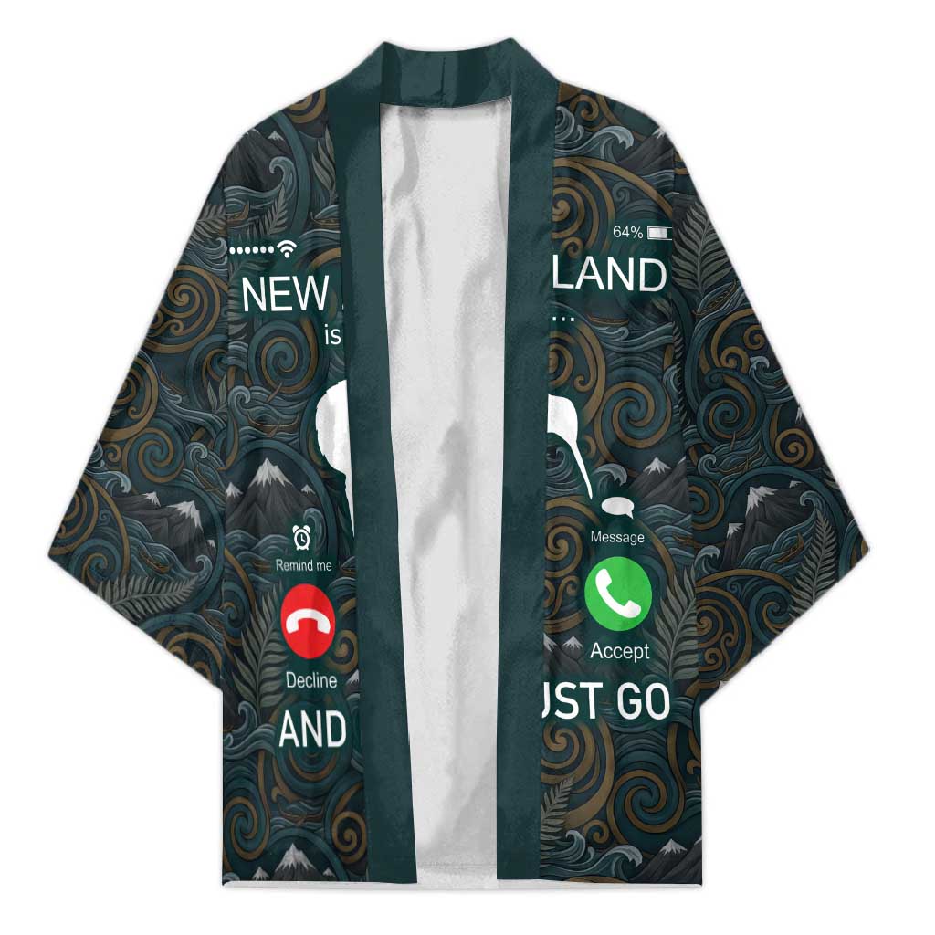 New Zealand is Calling and I Must Go Kimono Kiwi Bird Silhouette TS04 Unisex Multicolor - Polynesian Pride