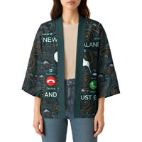 New Zealand is Calling and I Must Go Kimono Kiwi Bird Silhouette