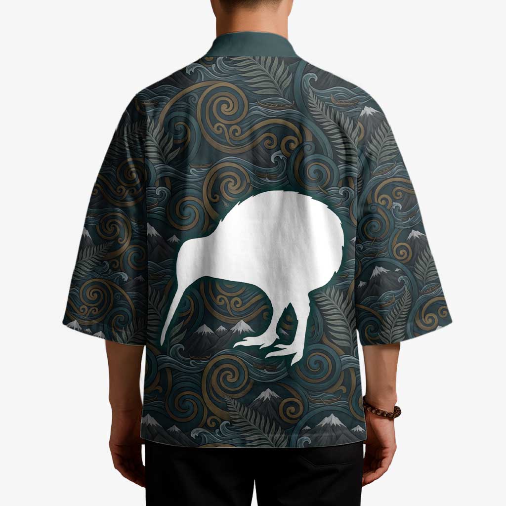 New Zealand is Calling and I Must Go Kimono Kiwi Bird Silhouette