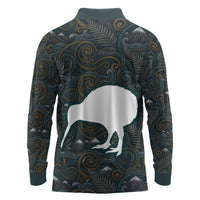 New Zealand is Calling and I Must Go Long Sleeve Polo Shirt Kiwi Bird Silhouette