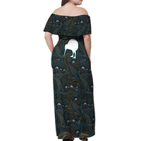 New Zealand is Calling and I Must Go Off Shoulder Maxi Dress Kiwi Bird Silhouette TS04 - Polynesian Pride