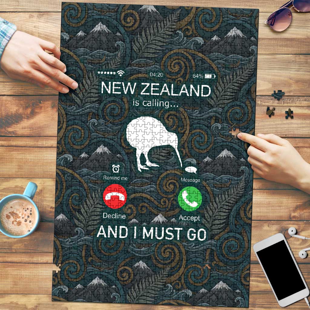 New Zealand is Calling and I Must Go Puzzle Kiwi Bird Silhouette