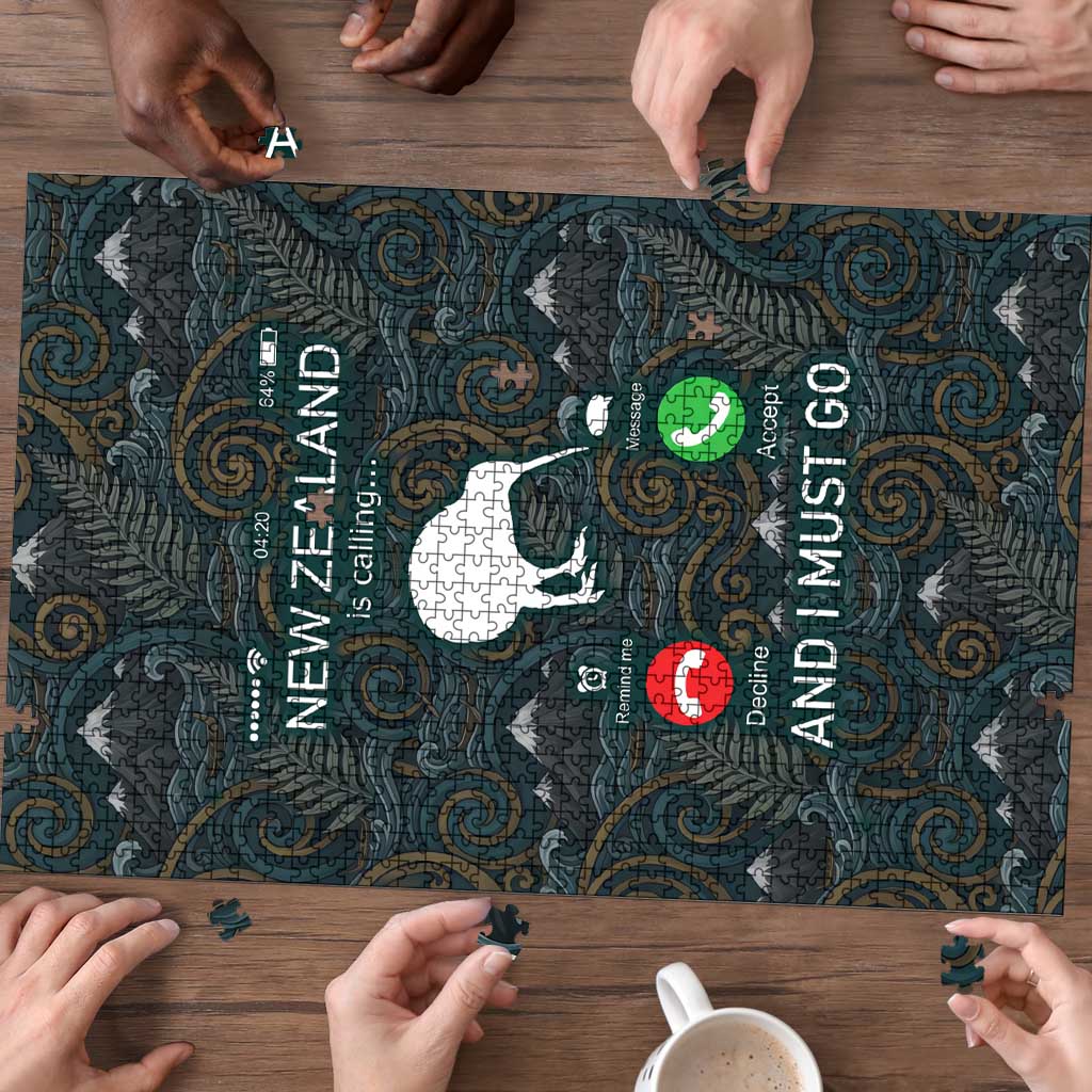 New Zealand is Calling and I Must Go Puzzle Kiwi Bird Silhouette