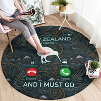 New Zealand is Calling and I Must Go Round Carpet Kiwi Bird Silhouette