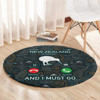 New Zealand is Calling and I Must Go Round Carpet Kiwi Bird Silhouette