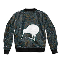 New Zealand is Calling and I Must Go Sleeve Zip Bomber Jacket Kiwi Bird Silhouette