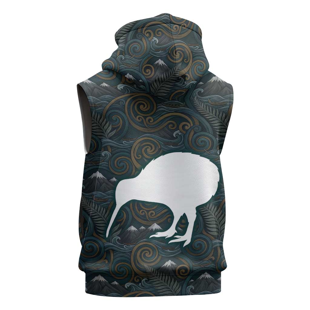 New Zealand is Calling and I Must Go Sleeveless Hoodie Kiwi Bird Silhouette