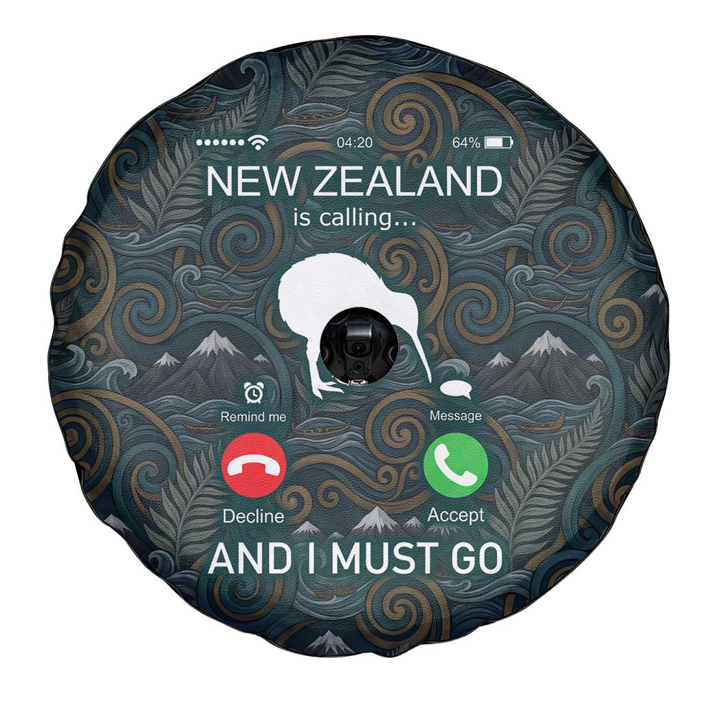 New Zealand is Calling and I Must Go Spare Tire Cover Kiwi Bird Silhouette