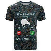 New Zealand is Calling and I Must Go T Shirt Kiwi Bird Silhouette TS04 Multicolor - Polynesian Pride