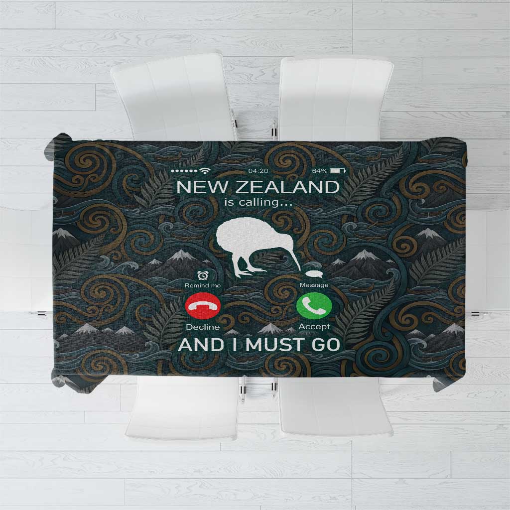 New Zealand is Calling and I Must Go Tablecloth Kiwi Bird Silhouette