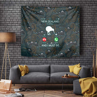 New Zealand is Calling and I Must Go Tapestry Kiwi Bird Silhouette