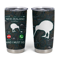 New Zealand is Calling and I Must Go Tumbler Cup Kiwi Bird Silhouette