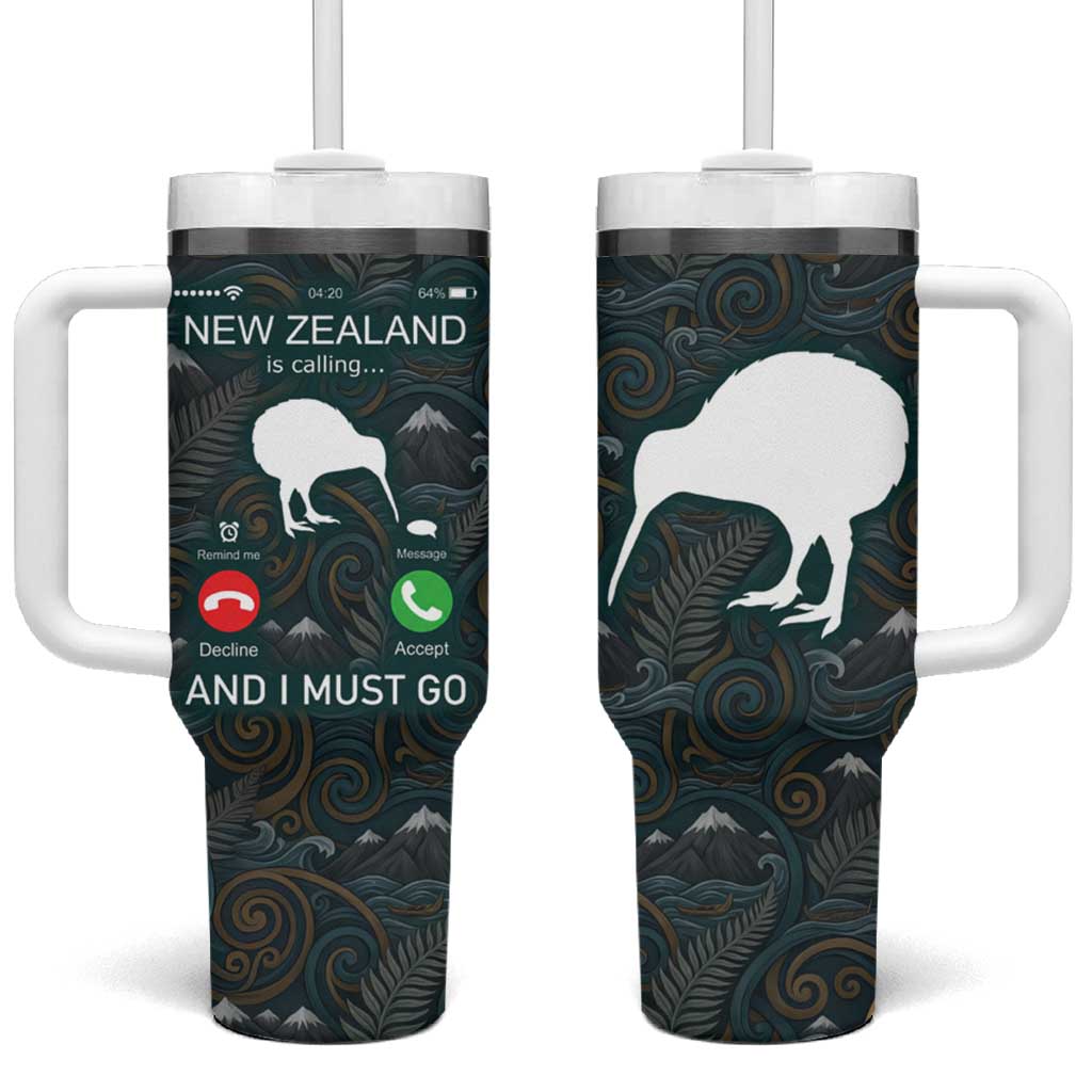 New Zealand is Calling and I Must Go Tumbler With Handle Kiwi Bird Silhouette