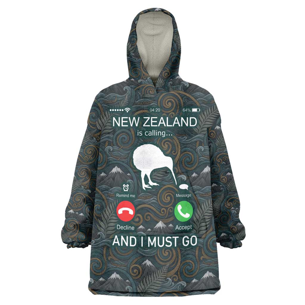 New Zealand is Calling and I Must Go Wearable Blanket Hoodie Kiwi Bird Silhouette TS04 One Size Multicolor - Polynesian Pride
