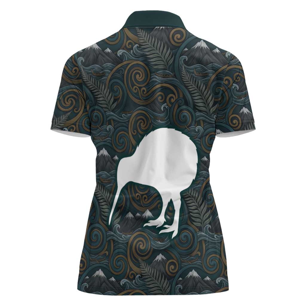 New Zealand is Calling and I Must Go Women Polo Shirt Kiwi Bird Silhouette