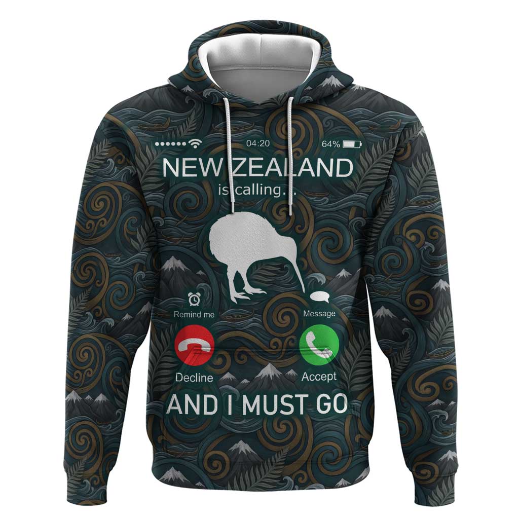 New Zealand is Calling and I Must Go Zip Hoodie Kiwi Bird Silhouette TS04 Pullover Hoodie Multicolor - Polynesian Pride