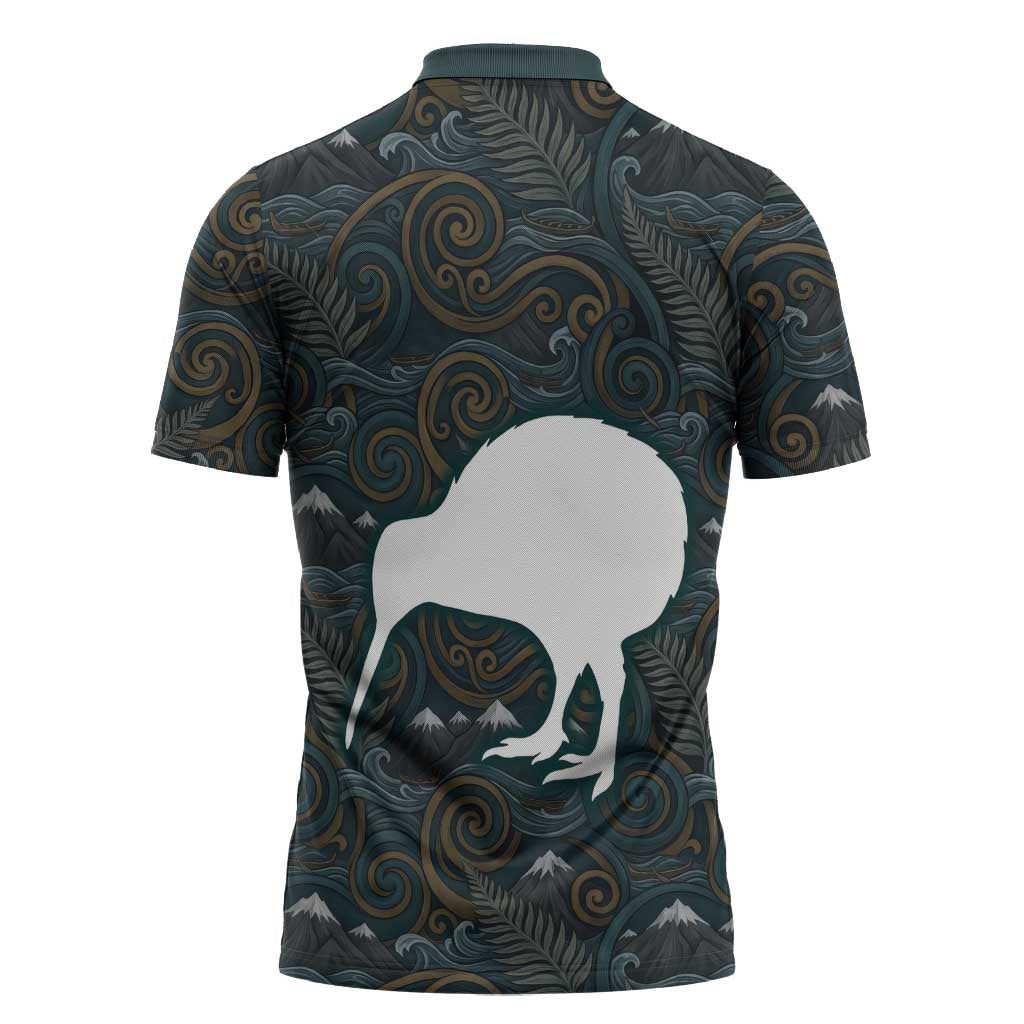New Zealand is Calling and I Must Go Zipper Polo Shirt Kiwi Bird Silhouette