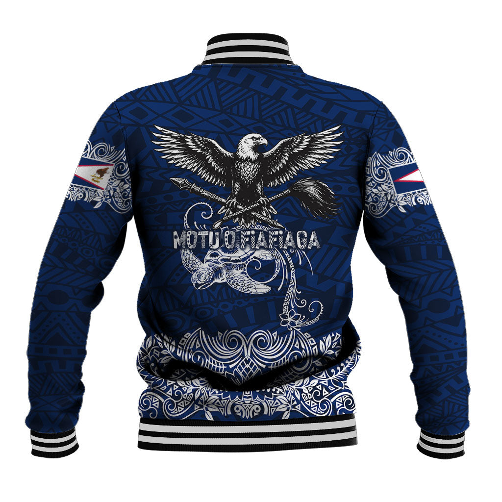 American Samoa Eagle Baseball Jacket Sea Turtle Traditional Polynesian Tribal Tattoo