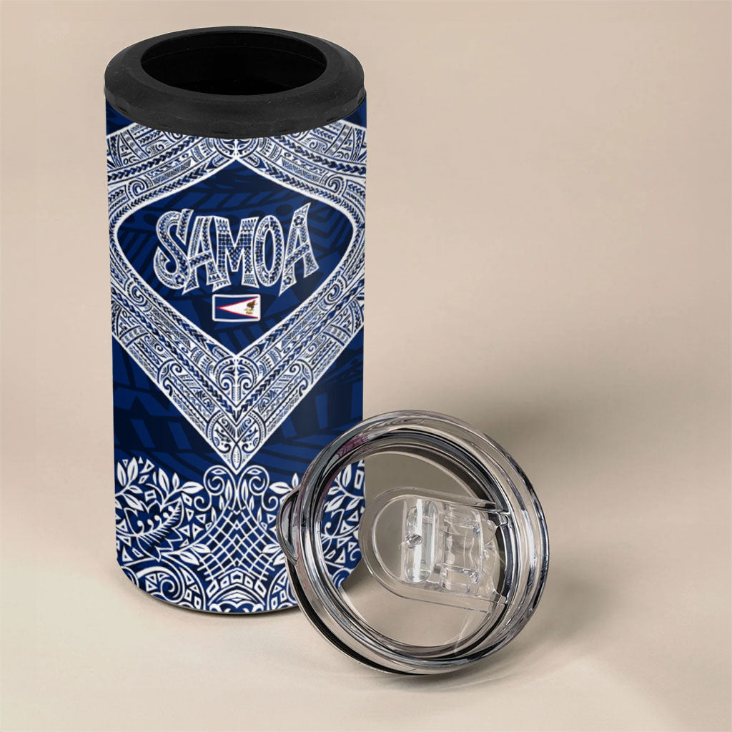 American Samoa Eagle 4 in 1 Can Cooler Tumbler Sea Turtle Traditional Polynesian Tribal Tattoo