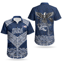 American Samoa Eagle Couples Matching Long Sleeve Bodycon Dress and Hawaiian Shirt Sea Turtle Traditional Polynesian Tribal Tattoo