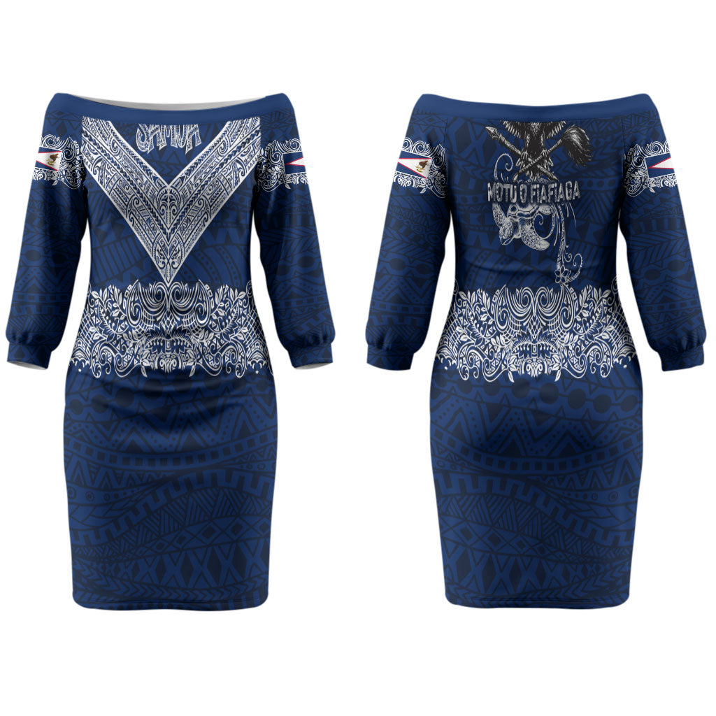 American Samoa Eagle Couples Matching Off The Shoulder Long Sleeve Dress and Long Sleeve Button Shirt Sea Turtle Traditional Polynesian Tribal Tattoo